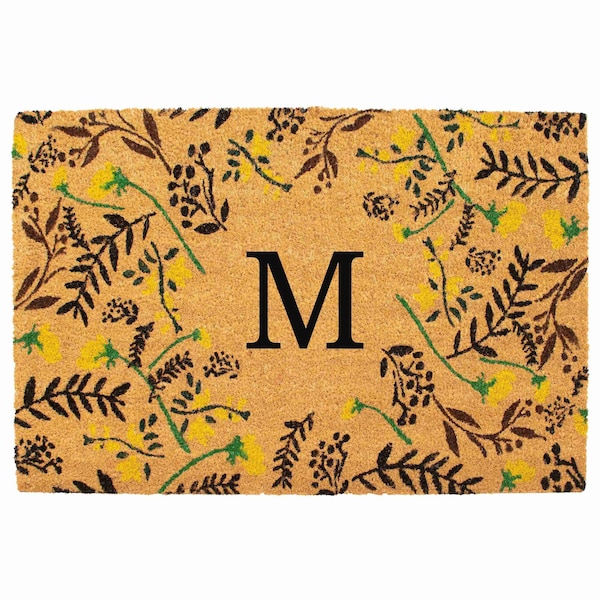 Calloway Mills Monogram Door Mat, Black, Yellow, Green, Natural, 24 in W x 36 in L 105082436M - main
